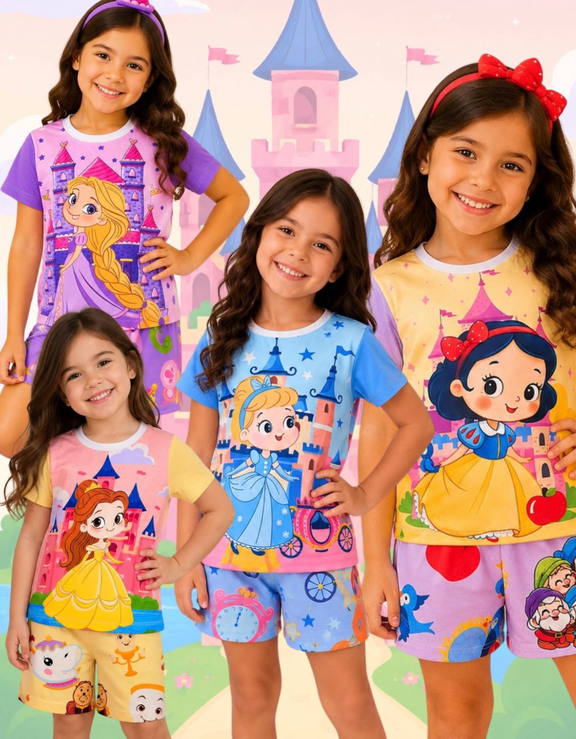 Pijama Manga Curta Princess