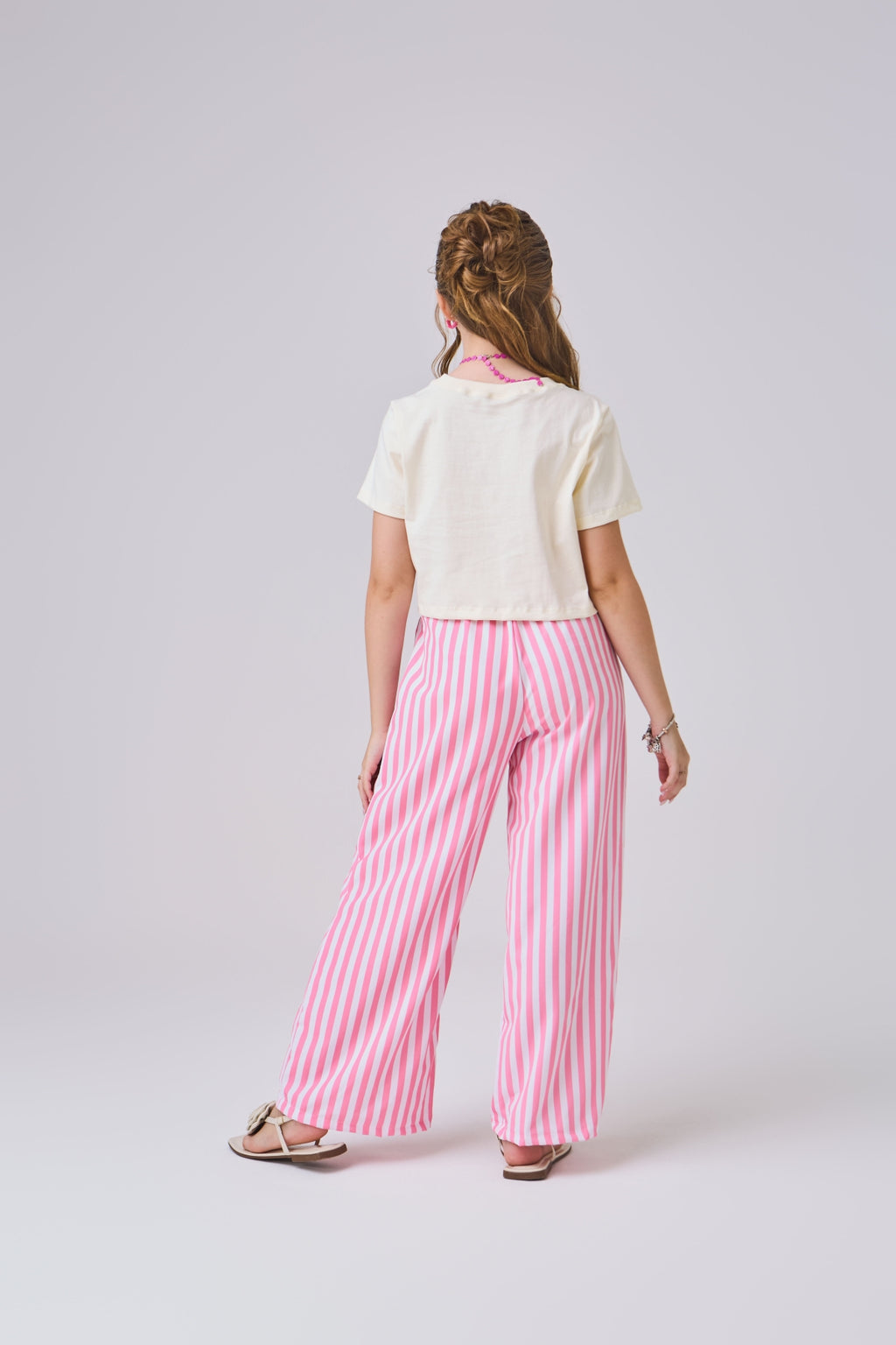 Conjunto calça listras rosa