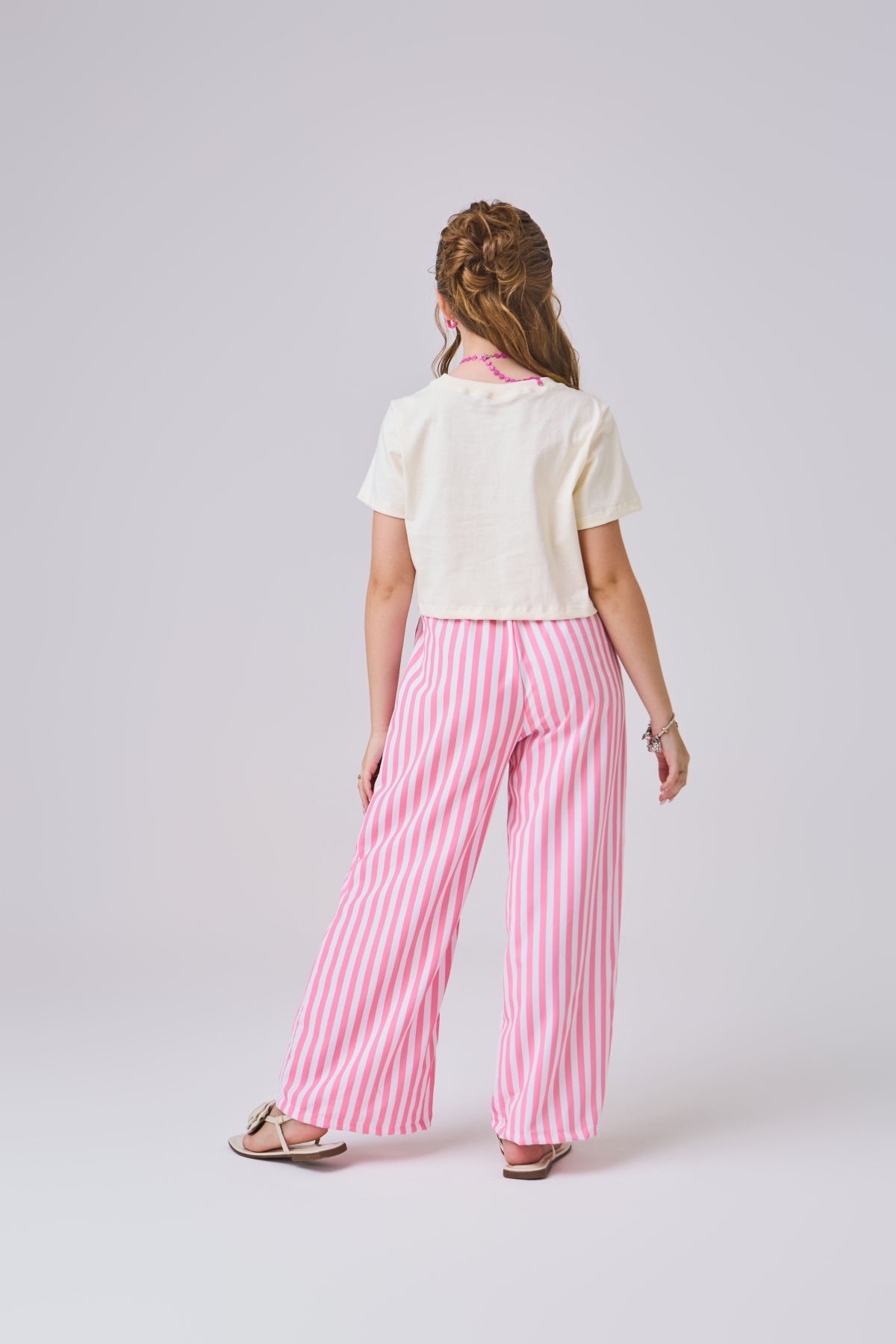 Conjunto calça listras rosa