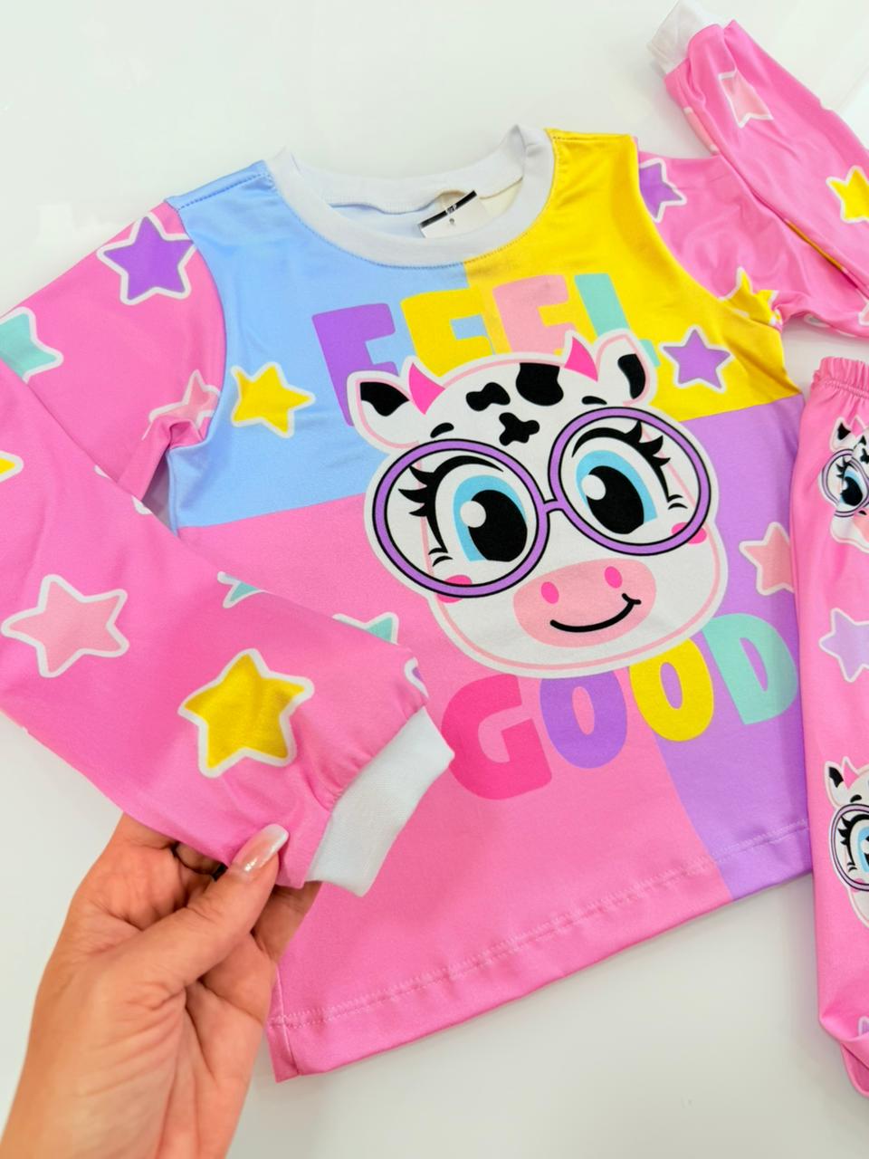 Pijama Manga Longa Vaquinha
