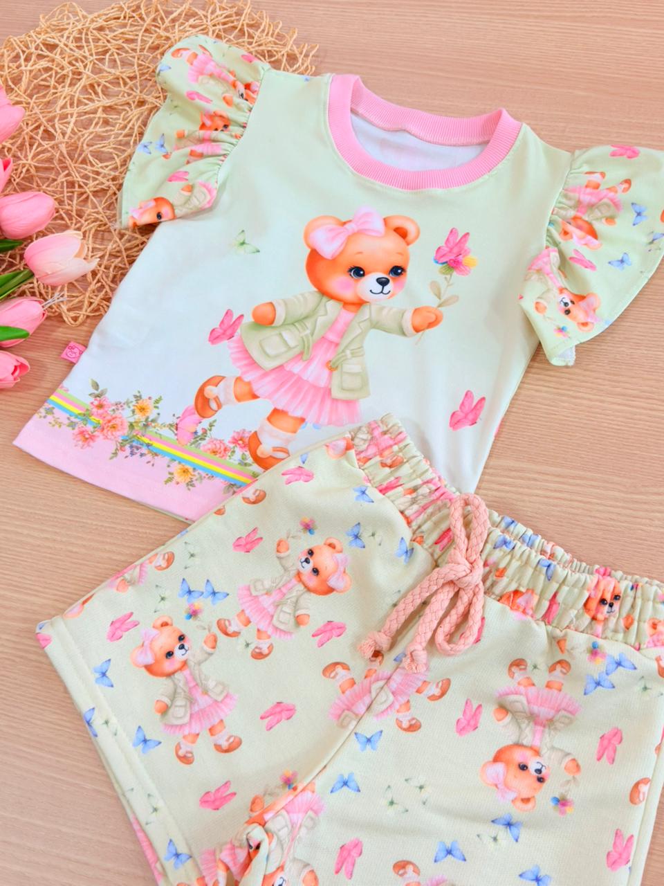 Conjunto Encanto Ursinha Verde Água