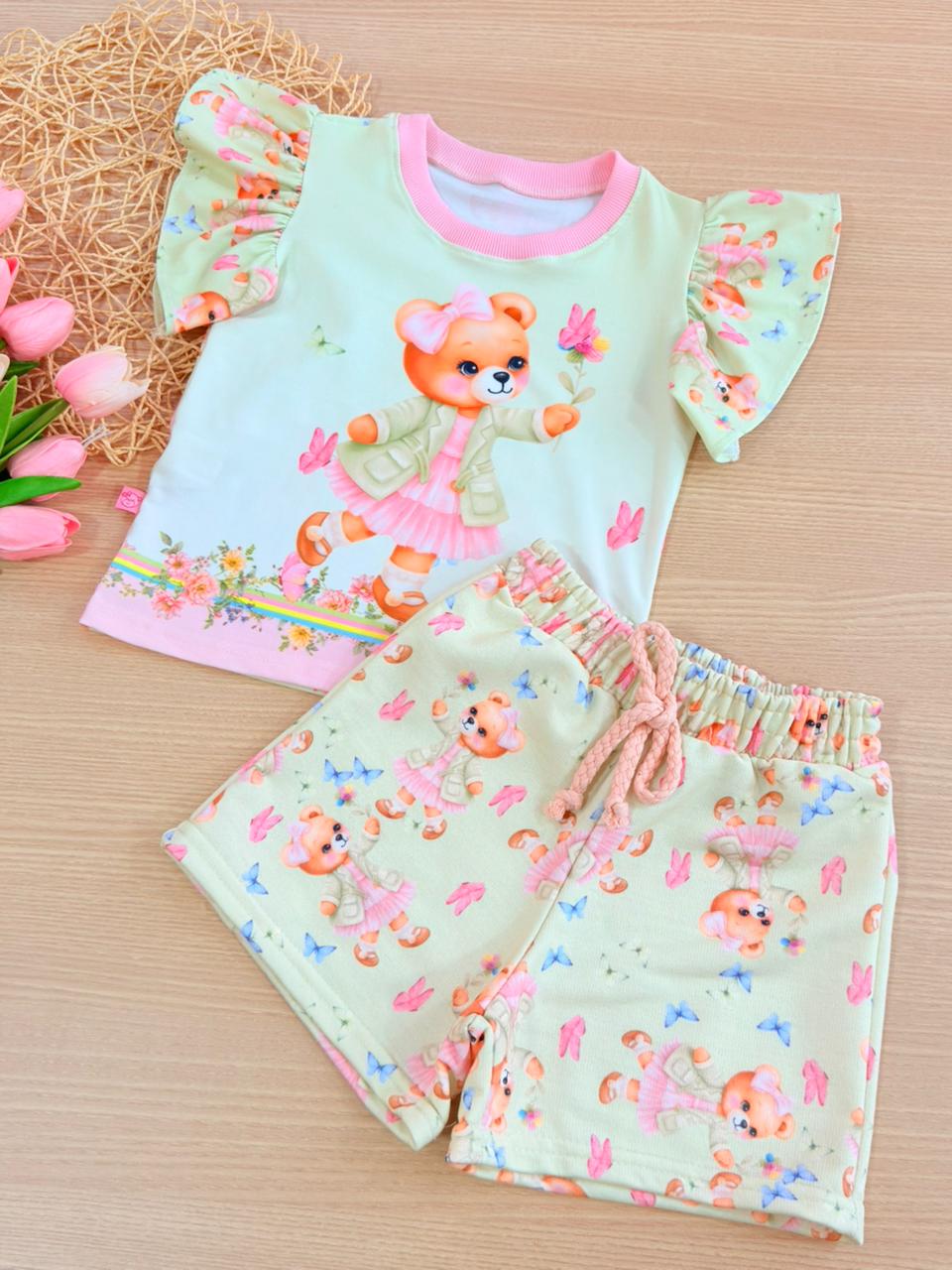 Conjunto Encanto Ursinha Verde Água