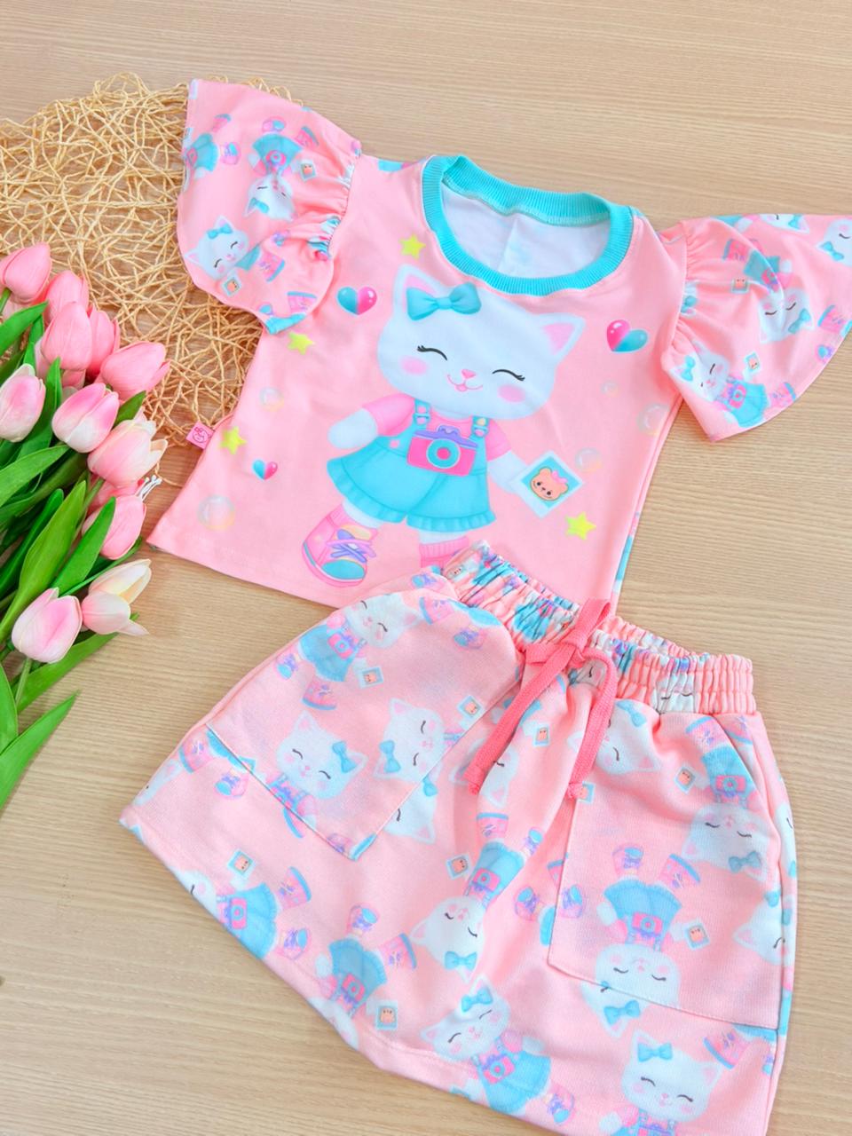 Conjunto encanto short saia gatinha